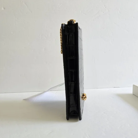 Alexander McQueen Skull Croc-Embossed Leather Phone-Case-On-Chain Black - Picture 3 of 7